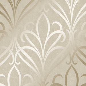 Camden Damask Wallpaper in Cream and Gold