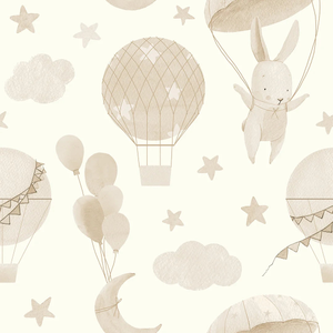 High Flying Bunny Wallpaper in Neutrals