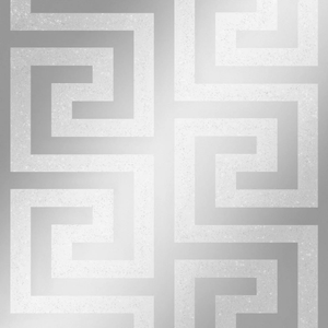 London Greek Key Wallpaper in Silver