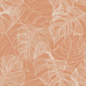 Monstera Leaf Wallpaper in Terracotta