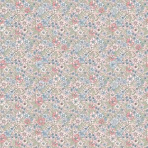 Ditsy Gardenia Wallpaper in Soft Blue and Sage on Soft Pink