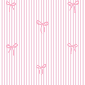 Delicate Bows on Pinstripe Wallpaper in Pink