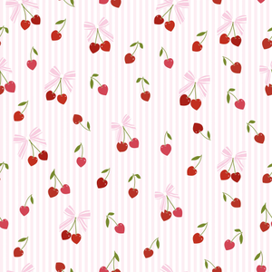 Cherry Stripe Kisses Wallpaper in Pink & Red