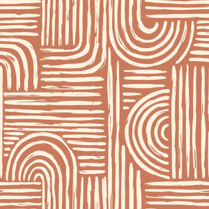 Raffia Curves Wallpaper in Cream on Terracotta