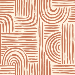 Raffia Curves Wallpaper in Terracotta on Cream