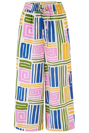 Ameera Cropped Wide Leg Trousers Multi, Painted Maze (M)