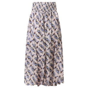 Hummingbird Cream And Blue Bird Print Aurora Maxi Skirt (S)