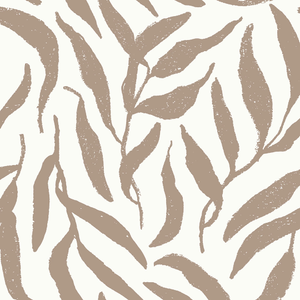 Sample of Olive Leaf Wallpaper in Coffee on Cream
