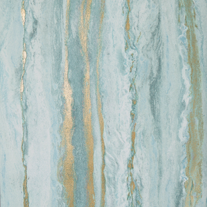 Sample of Zurich Metallic Wallpaper in Turquoise and Metallic Gold