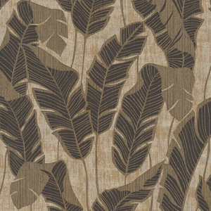Sample of Midnight Leaves Wallpaper in Brown on Beige