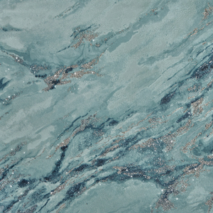 Sample of Decadence Wallpaper in Teal and Blue with Gold Glitter