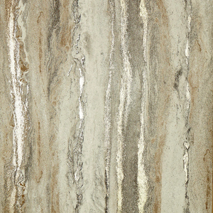 Sample of Zeus Metallic Wallpaper in Warm Grey and Sand and Metallic Gold