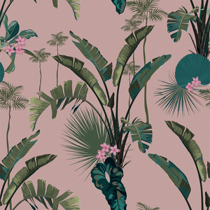 Sample of Tropical Paradise Wallpaper in Dusky Pink