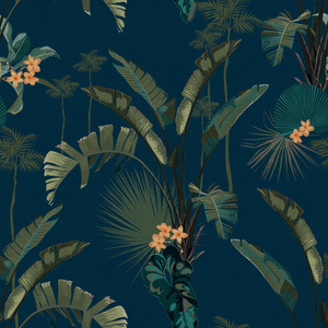 Sample of Tropical Paradise Wallpaper in Navy