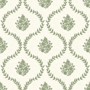 Sample of Posy Trellis Wallpaper in Pistachio on Cream