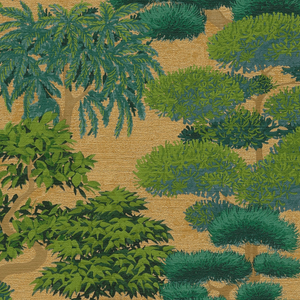 Sample of Woodland Wonder Wallpaper in Greens and Teal on Gold