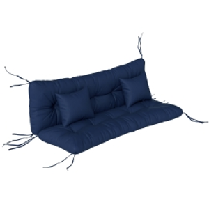 Outsunny Outdoor Seat Cushions Back Cushion with 2 Pillows, Water Repellent Seat Pads for 3-Seater Chair, Dark Blue