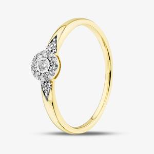 Pure Brilliance 9ct Yellow Gold 0.08ct Brilliant Cut Diamond Cluster Shoulder Set Ring THR44876-08 (YG)