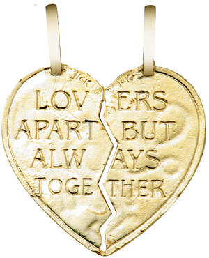 Solid Gold "I LOVE YOU" Reversable  Breakable Heart Double Pendant(Available in Yellow/White Gold)
