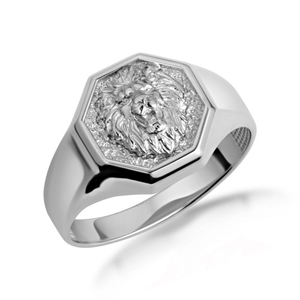 .925 Sterling Silver Roaring Lion Regal Signet Ring