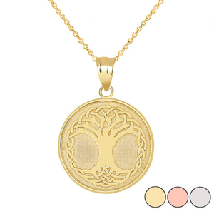 Gold Tree of Life Pendant Necklace (Available in Yellow/Rose/White)