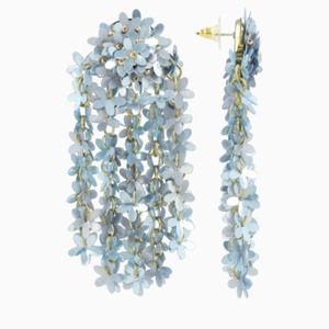 Blue Earrings Fleur Sequin Flower Rain (L)