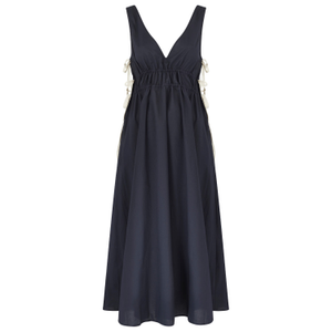 Sandrine's Smile Navy Blue Tie Waist The Last Song Maxi Dress (L)
