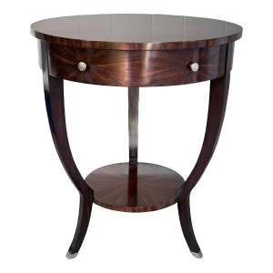 Maitland Smith Ebony Finished Zebrano Veneer Round Occasional Table