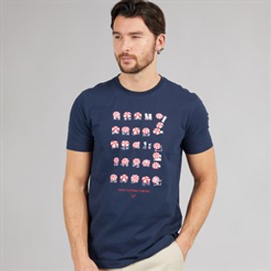 Crew Clothing Mens Parasols Print T-Shirt Dream Blue Navy