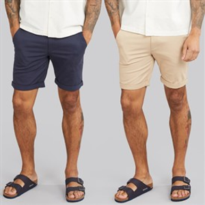 JACK & JONES Mens JJ Dave Two Pack Chino Shorts Navy/White Peppper