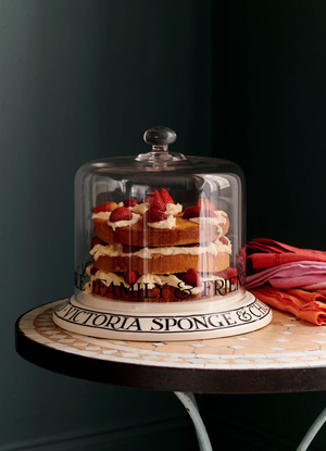 Black Toast Crystal Glass Cake Dome With Pottery Stand
