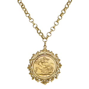 Pre-Owned 1978 Full Sovereign Coin In 9ct Gold Necklace Mount