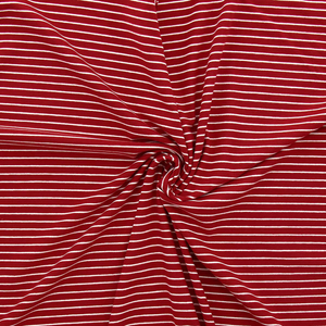 Tissu jersey gratté rayures fines - Rouge et blanc