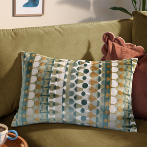 Furn Metro Abstract Velvet Jacquard 40cm x 60cm Filled Boudoir Green