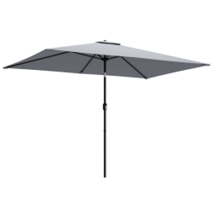 Outsunny Garden Parasol, Parasol Umbrella with Crank Handle, Tilt Function, Polyester Canopy, Light Grey