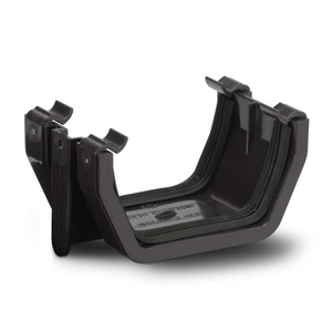 POLYPIPE RAINWATER SQUARE GUTTER UNION BRACKET 112mm RS202B BLACK