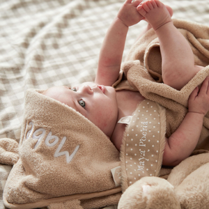 Personalised Oatmeal Small Hooded Towel