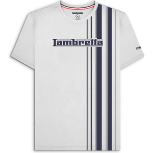 Lambretta Mens Multi Stripe Short Sleeve T-Shirt - XL / White/Navy/Grey