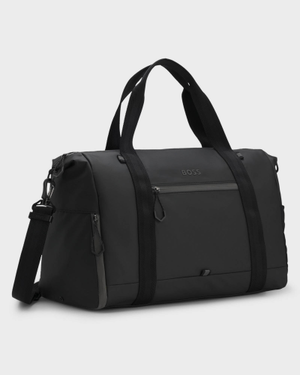 BOSS Orange Stenson Mens Faux-Leather Holdall with Reflective Details - Black 001