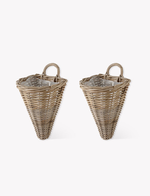 Kingscote Wall Planter - Natural Rattan, Set of 2