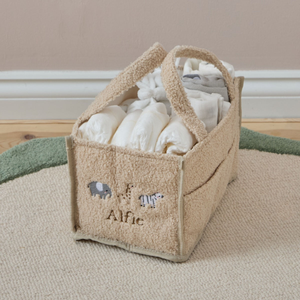Personalised Born To Be Loved Caramel Borg Nappy Caddy