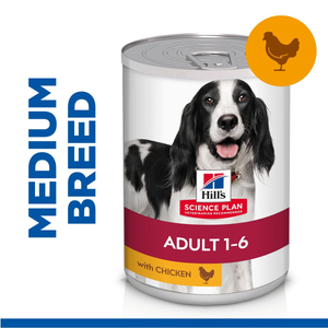 Hills Science Plan Adult 1-6 Medium Breed Wet Dog Food Tins (12 x 370g)