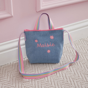 Personalised Denim Rainbow Handbag