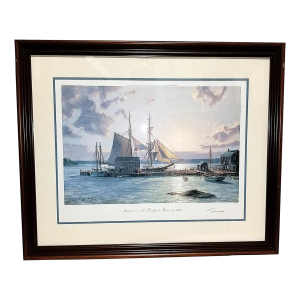 John Stobart Signed Numbered Limited Edition Print, "Sunset Over the Westport River in 1862", Framed