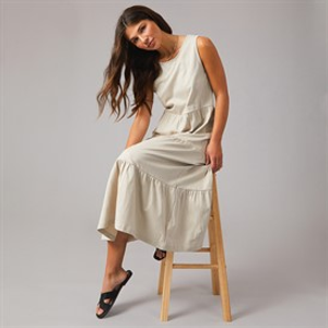 Onfire Womens Midi Jersey Tiered Dress Mushroom