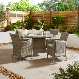 Oxford Rattan 4 Seater Round Dining Set