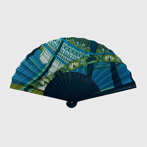 Éventail Upcycling - Sous le ciel de Paris - Petrusse x GrandPalais - Réséda / bois émeraude