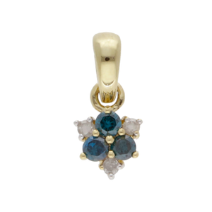 Pre-Owned 9ct Yellow Gold Blue & White Diamond Cluster Pendant