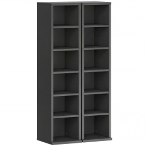 HOMCOM Set of 2 CD Media Display Shelf Unit Tower Rack with Adjustable Shelves, Black
