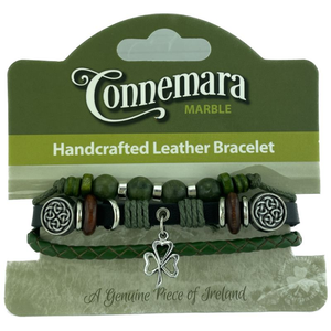 Handcrafted Connemara Beads Bracelets, Shamrock Charm